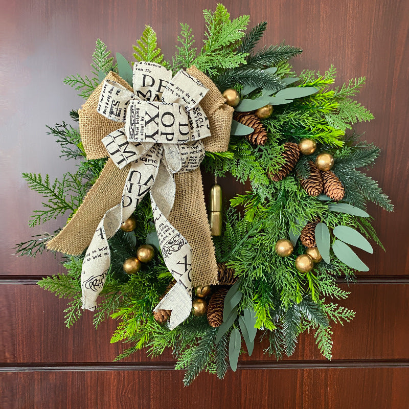 Christmas Pinecone Bell Wreath, 18" Rustic Holiday Door Hanging Decor, Farmhouse Christmas Garland for Front Door, Mantel & Holiday Parties