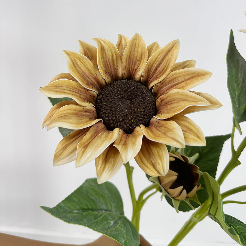 46" Artificial Sunflower Bush with 2 Blooms, Modern Farmhouse Decor for Weddings, Homes & Events