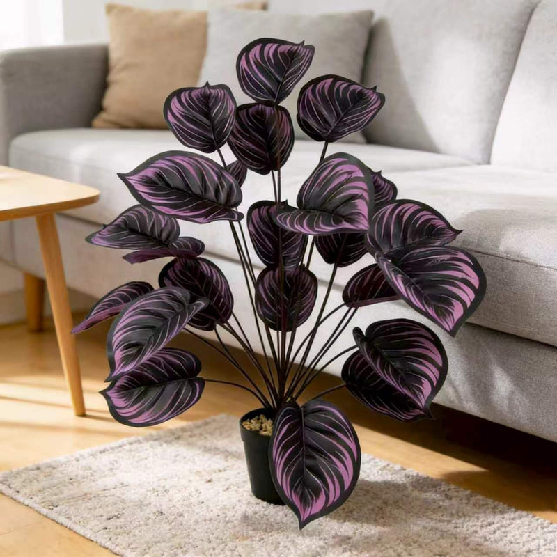 Artificial Violet Bush with 24 Blooms, 33.5" Tall Bendable Stems, PE/PVC for Indoor & Outdoor Decor, Wedding, Office, Events
