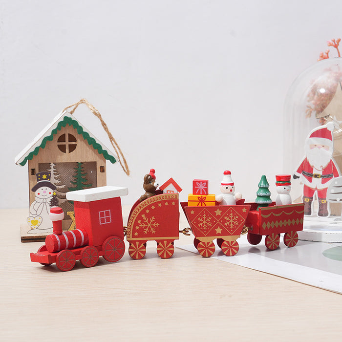 Bulk Wooden Train Toy DIY Christmas Ornaments for Kids Xmas Table Decor Wholesale