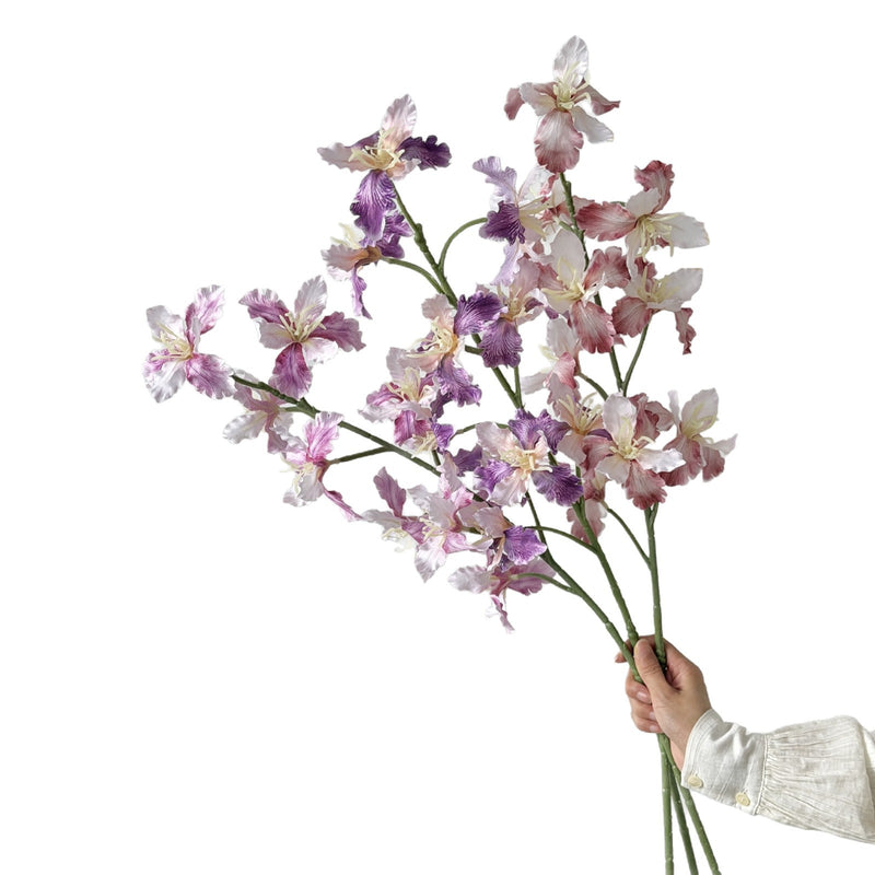 Artificial Iris Bush with 9 Blooms, 37" Tall Silk-Like Faux Flowers for Wedding Decor, Home & Commercial Use