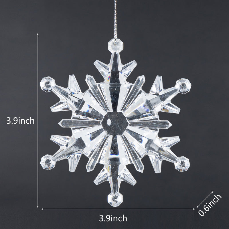 Bulk Christmas Ornaments Clear Acrylic Crystal Snowflake Hanging Pendants for Xmas Tree Theme Party Decor Wholesale