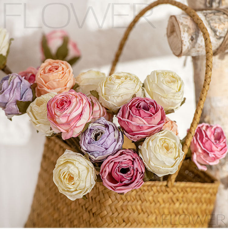 Bulk 12" Vintage Rose Bouquet American Burnt Edge Bouquet Wholesale