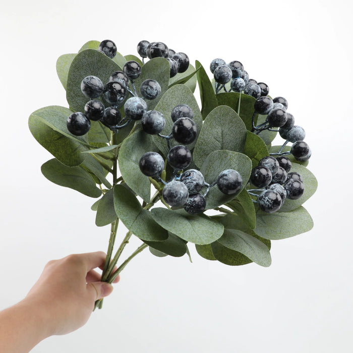 Bulk 6 Pcs Artificial Stems with Red Berry Blueberry 17 Inch Xmas Holly Berry Branches for Holiday Home Decor Wholesale