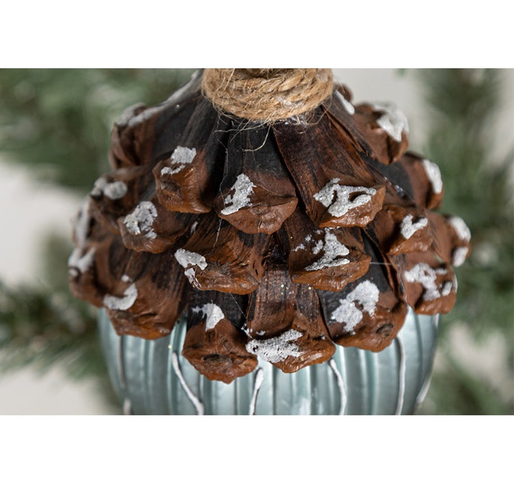Bulk 2Pcs Christmas Glass Pine Cones Ornaments Sets for Xmas Fall Thanksgiving Party Hanging Decorations Wholesale