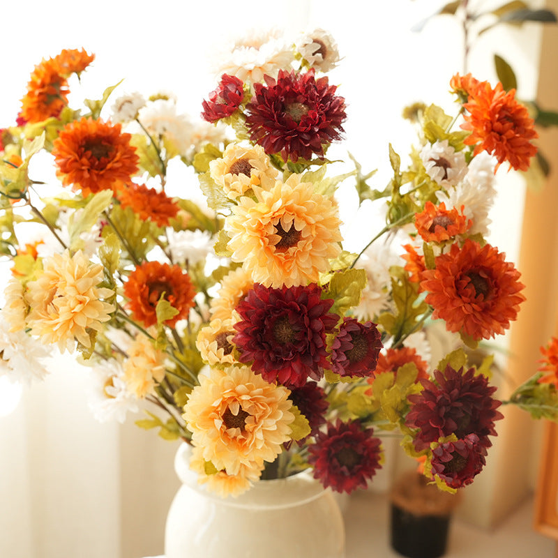 21" Artificial Daisy Bush with 8 Blooms, Silk Flower Arrangement for Home Decor, Weddings, Offices