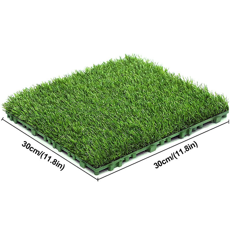 Artificial Grass Mat Set of 2, Interlocking Fake Grass Turf Tiles for Dog Potty Area, Patio & Backyard