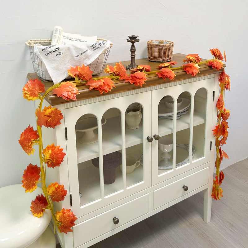 Artificial Maple Leaf Garland Vine, 12 Pack Fall Leaf Vines with 372 Faux Silk Leaves, Autumn Decor for Mantel, Wedding & Thanksgiving