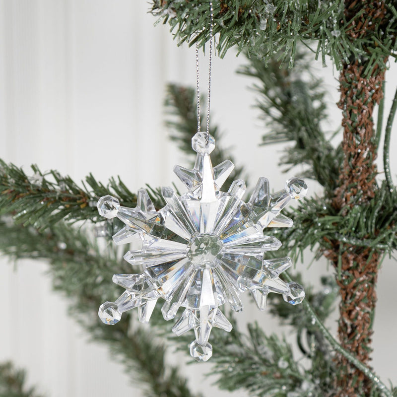 Bulk Christmas Ornaments Clear Acrylic Crystal Snowflake Hanging Pendants for Xmas Tree Theme Party Decor Wholesale