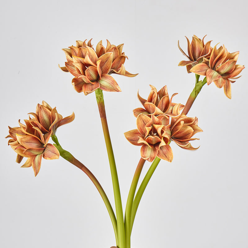 Artificial Clivia Amaryllis Bush with 3 Blooms, 22" Tall Realistic Faux Flowers for Wedding Centerpieces, Home Decor & Commercial Displays