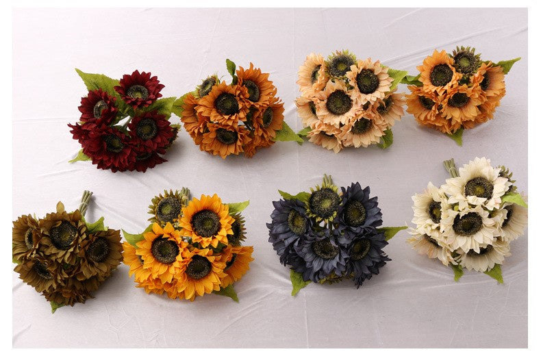 Bulk 10" Sunflower Bouquet Artificial Flower Wedding Bouquet Home Decor Wholesale