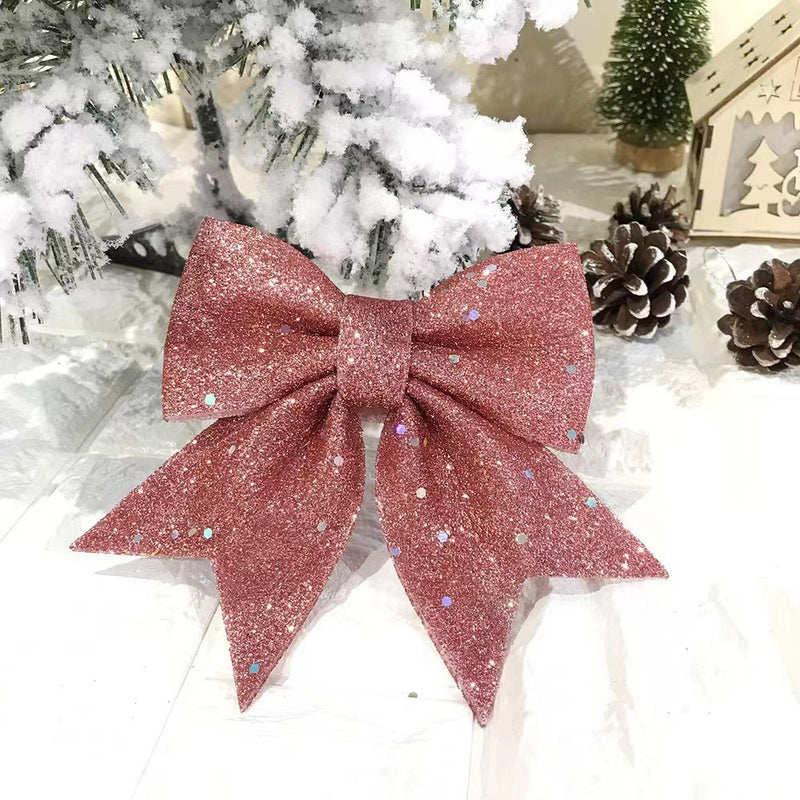 Bulk Christmas Bow Pearl Cotton Gold Powder Bow for Garland Xmas Tree Topper Decor Wholesale
