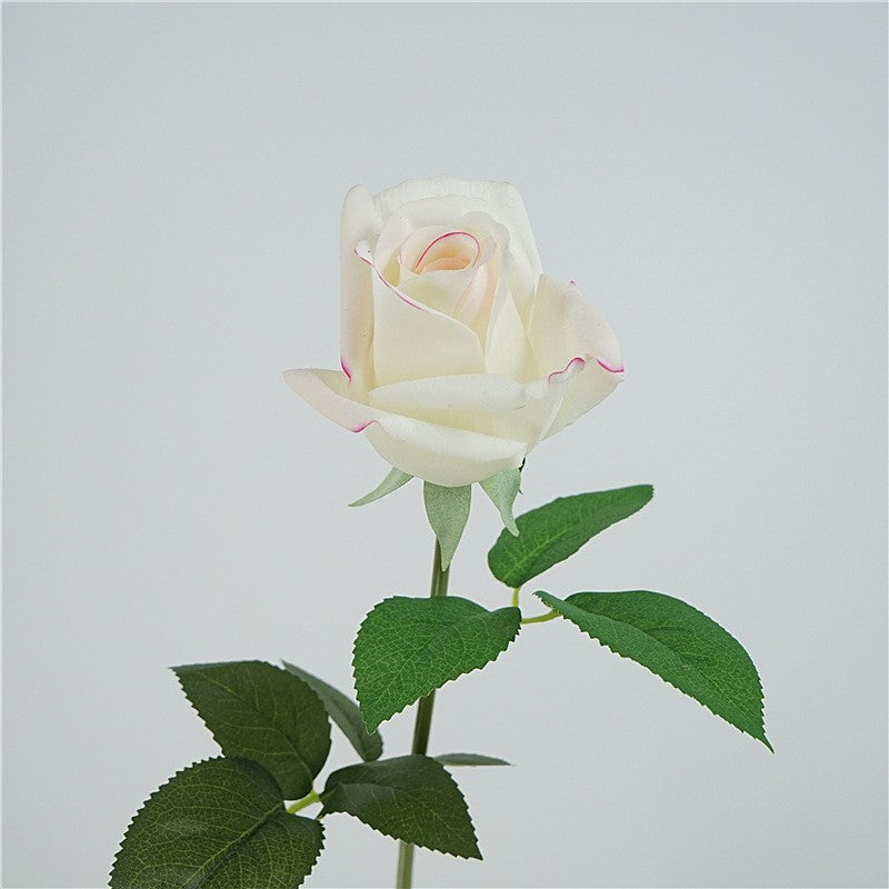 19" Single Stem Faux Silk Rose, Realistic Artificial Flower for Home Decor, Weddings & Events
