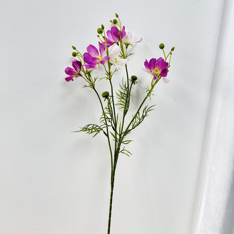 Artificial Cosmos Silk Flowers, 27" Bush with 8 Blooms, Realistic Faux Floral Arrangement for Wedding Centerpieces & Home Decor