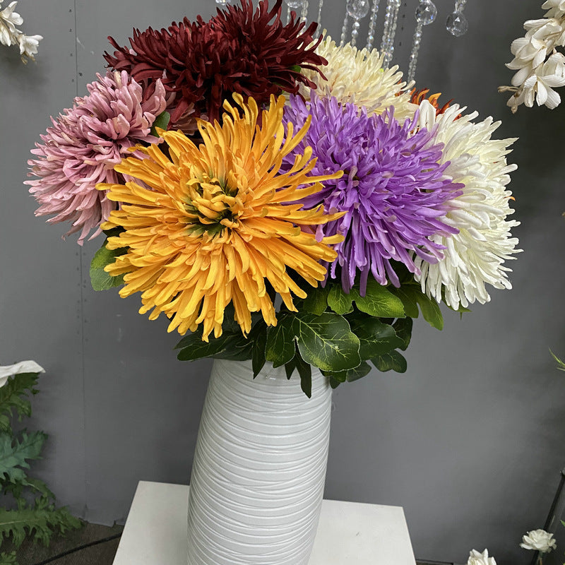 Single Stem Faux Silk Chrysanthemum Flower, 29 Inches Tall, Perfect for Weddings and Home Decor