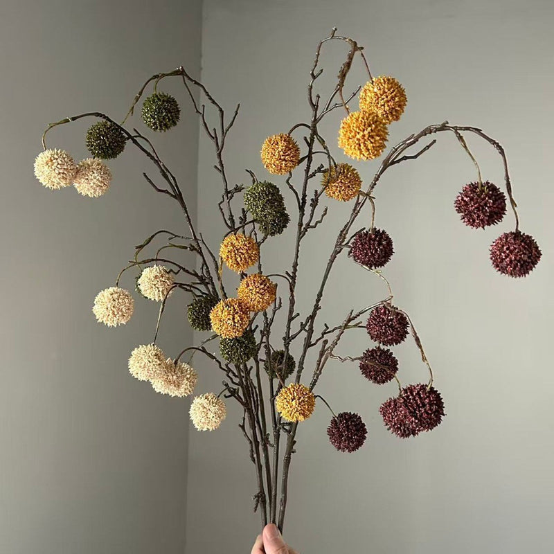 Artificial Wild Berry Bush with 8 Flower Heads, Plastic Faux Floral Stem for Weddings, Home Decor & Centerpieces