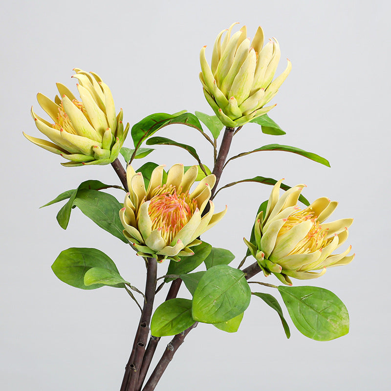 Artificial Protea King Single Stem, 25" Silk-Like Faux Flower for Wedding Centerpieces & Home Decor, Allergy-Friendly