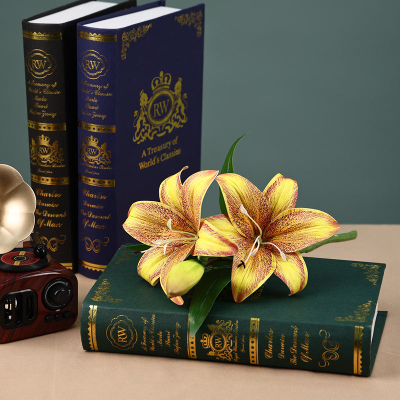 16" Single Stem Lily with 3 Blooms, Artificial Flower for Weddings, Home Decor, and Events