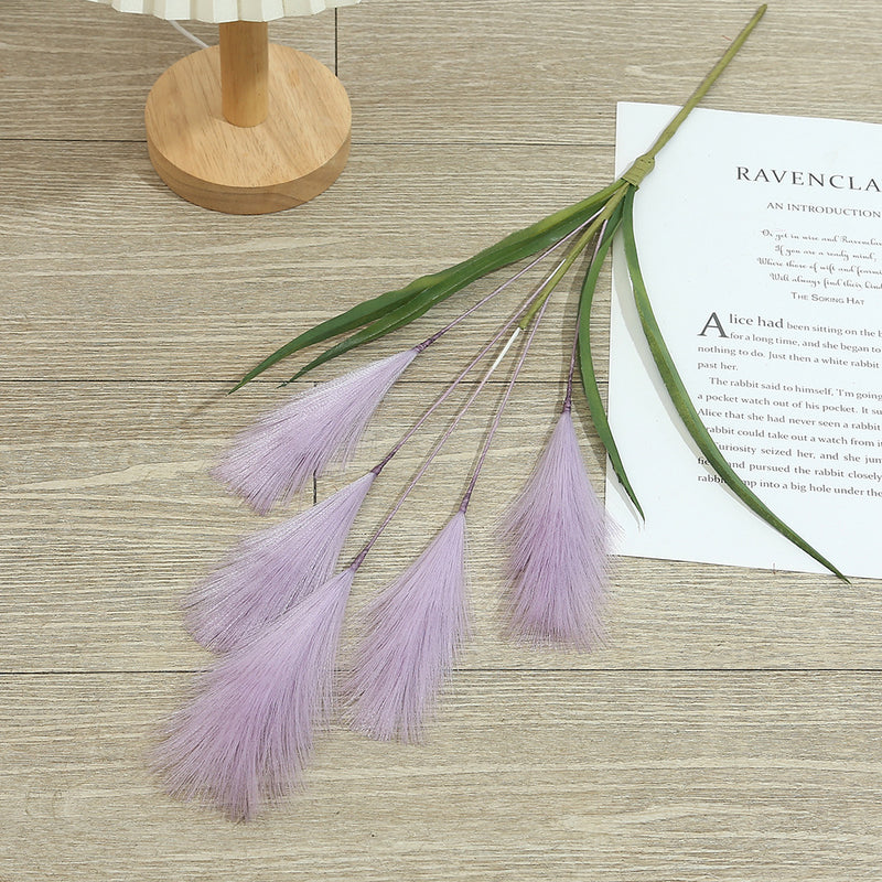 20" Artificial Pampas Grass Single Stem, Faux Silk Feather Reed for Wedding Decor & Modern Home Styling