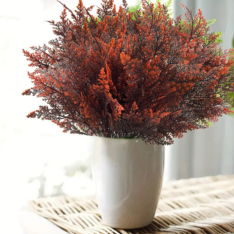 Artificial Boston Fern Bush, 7-Prong Faux Greenery Stem, Plastic Indoor Outdoor Foliage for Wedding, Home Decor