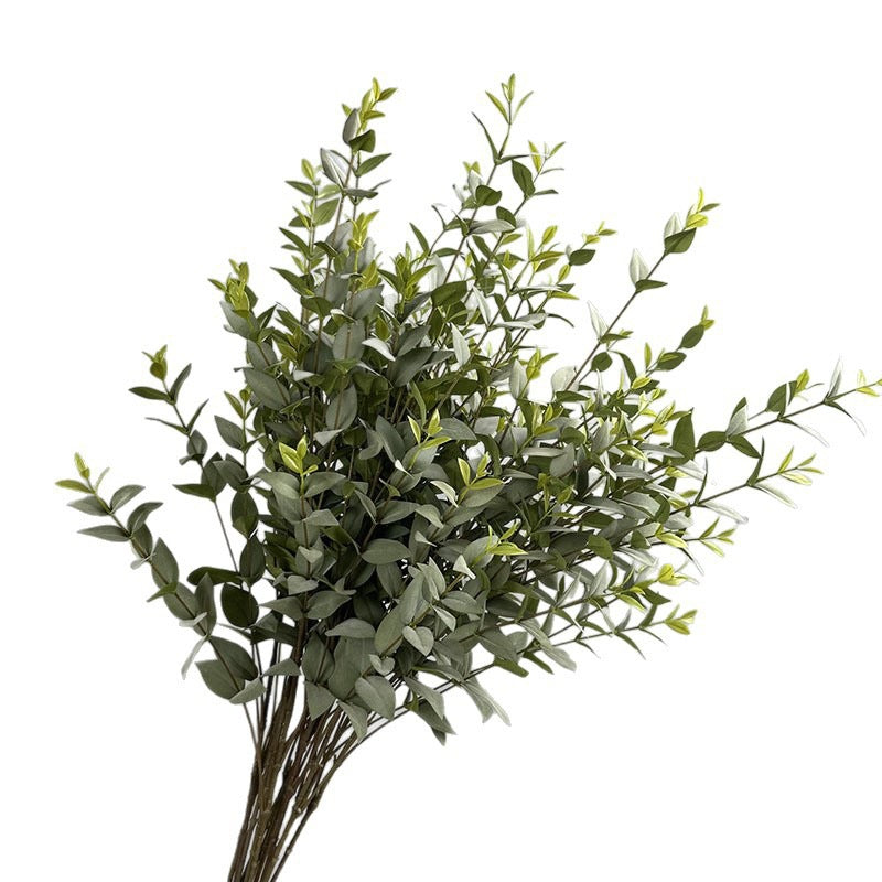Artificial Eucalyptus Stem, Faux Silk Greenery Branch with 9 Leaves, Bendable, Wedding & Home Decor
