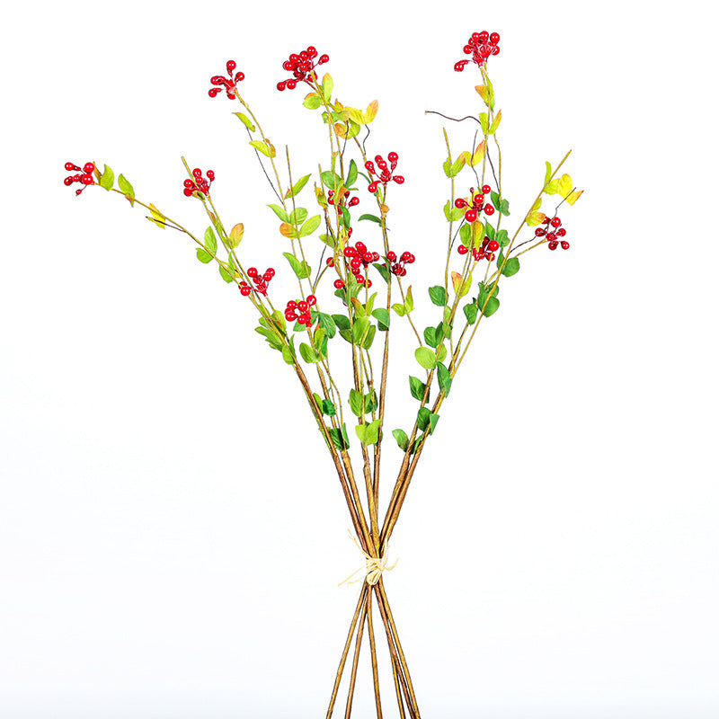 Artificial Berry Bouquet with 18 Blooms, 20" Length, Set of 6 Stems, Foam Material, Modern Farmhouse Decor for Home, Wedding, Commercial Spaces