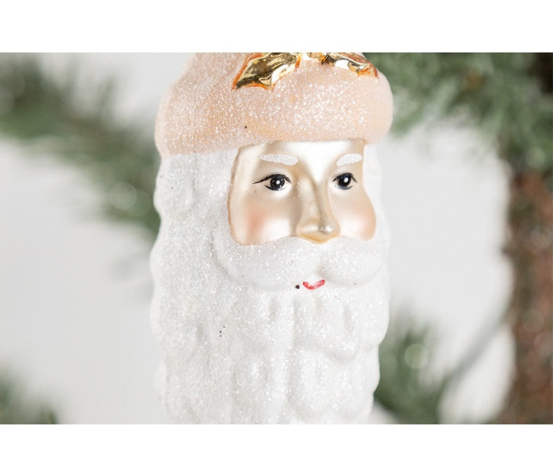 Bulk Christmas Ornaments Icicle Santa Glass Hanging Decoration with Chain for Xmas Tree Decor Wholesale