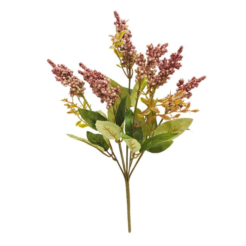 Artificial Wild Berry Bush with 7 Blooms, 16" Foam-Based Faux Florals for Home Decor, Wedding Centerpieces & Commercial Displays