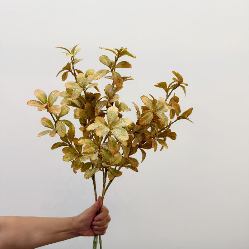 Artificial Eucalyptus-Style Leaf Bush, Autumn Tone Faux Greenery Pick, Plastic Filler Foliage for Wedding, Vase and Home Decor