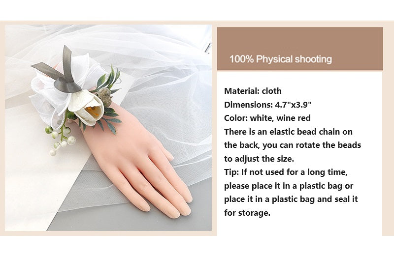 Bulk Romantic Marsala Artificial Velvet Tulips Wrist Corsage Wholesale