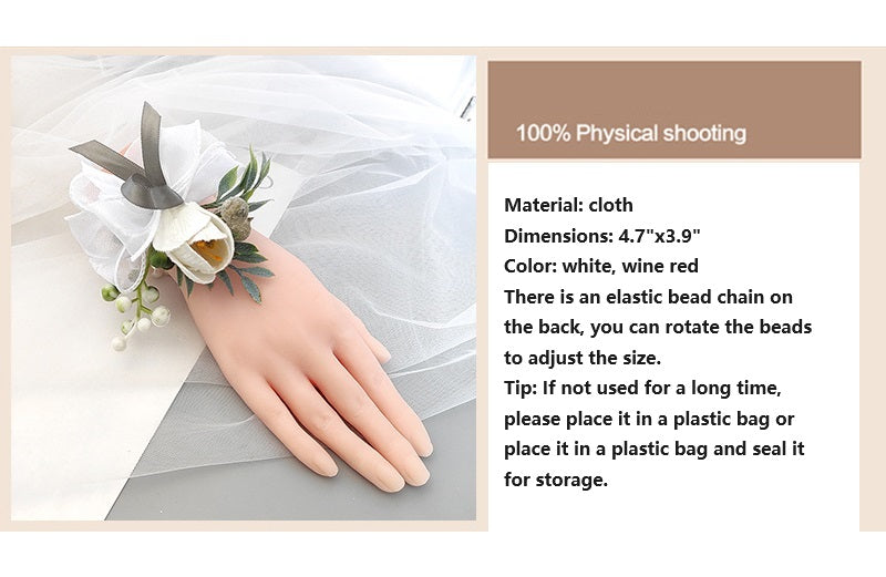 Bulk Romantic Marsala Artificial Flowers Velvet Tulips Wrist Corsage for Wedding Party Favors Wholesale