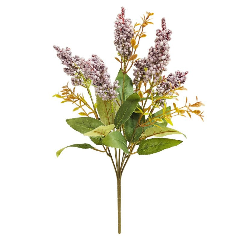 Artificial Wild Berry Bush with 7 Blooms, 16" Foam-Based Faux Florals for Home Decor, Wedding Centerpieces & Commercial Displays