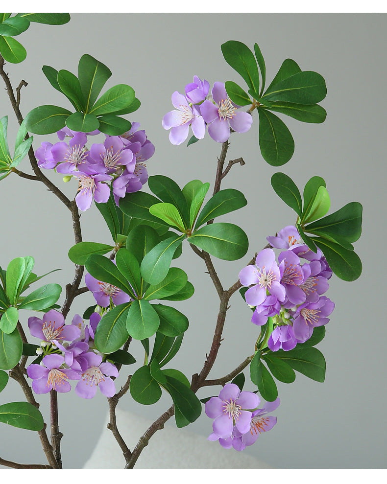 Artificial Pittosporum Flower Stem, 31" Silk Single Stem with 15 Blooms, Modern Home Decor, Wedding & Event Styling, Indoor Use, White or Purple