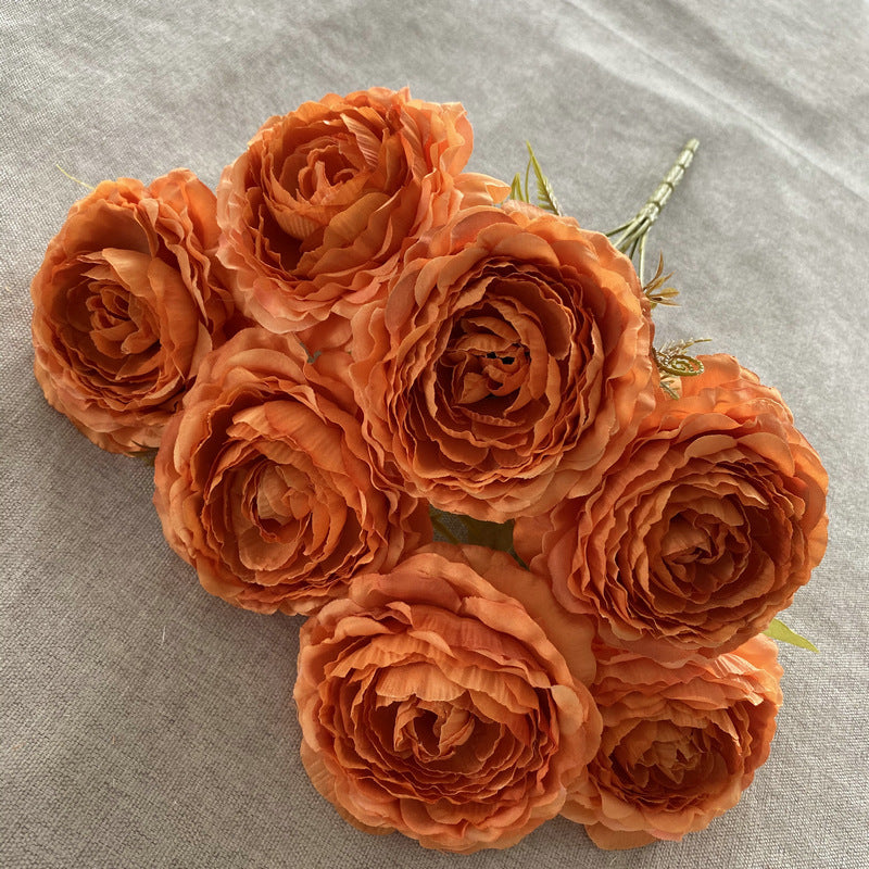 16" Silk Peony Bush with 7 Blooms, Artificial Flowers for Weddings & Home Decor, Realistic Faux Floral Arrangement