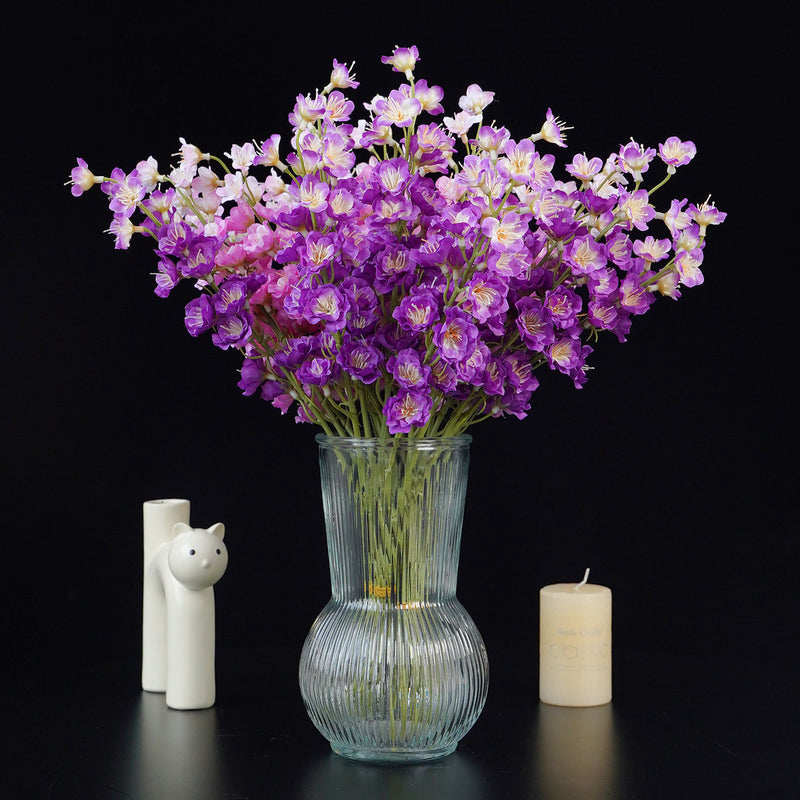Artificial Larkspur Single Stem with 16 Blooms, 16" Silk-Like Floral for Home Decor & Weddings