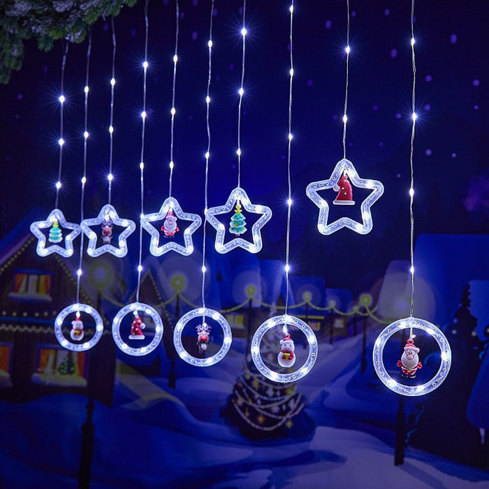 Bulk Christmas Window Hanging Lights Ornaments 118 Ft LED Curtain Lights Toys USB Powered String Lights with Smart Remote Control for Xmas Party Decor Wholesale