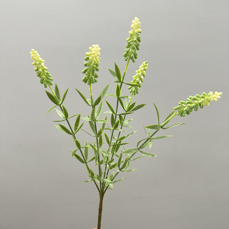 Artificial Lavender & Hyacinth Bush with 5 Blooms, 19" Tall, Realistic Plastic Faux Flowers for Home Decor, Weddings & Events