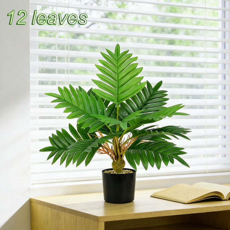 17" Artificial Traveler's Palm Bush with 12 Realistic Leaves, Indoor/Outdoor Decor for Home, Office & Events