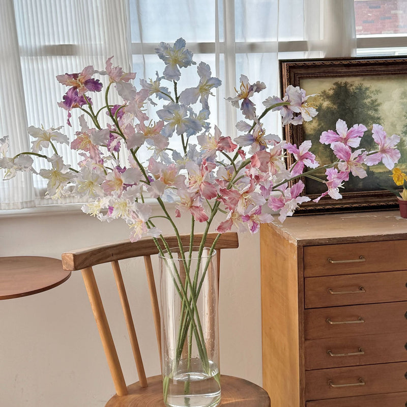 Artificial Iris Bush with 9 Blooms, 37" Tall Silk-Like Faux Flowers for Wedding Decor, Home & Commercial Use