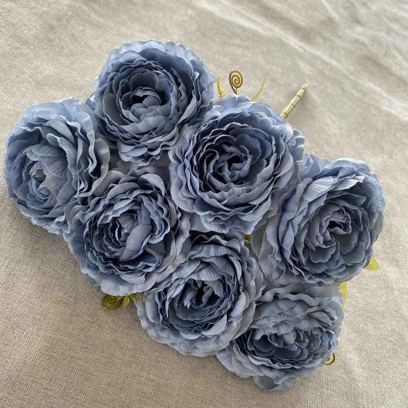 16" Silk Peony Bush with 7 Blooms, Artificial Flowers for Weddings & Home Decor, Realistic Faux Floral Arrangement