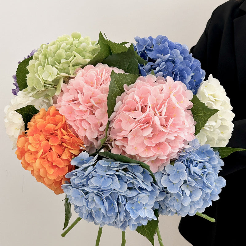 Single Stem Hydrangea Artificial Flower with 176 Blooms, 20" Silk-Like Faux Floral for Wedding Centerpieces & Home Decor