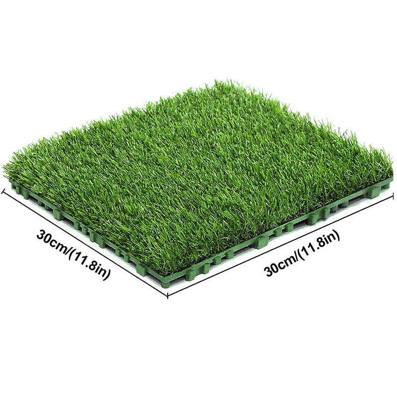 Artificial Grass Mat Set of 2, Interlocking Fake Grass Turf Tiles for Dog Potty Area, Patio & Backyard