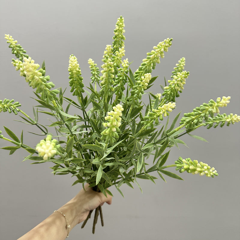 Artificial Lavender & Hyacinth Bush with 5 Blooms, 19" Tall, Realistic Plastic Faux Flowers for Home Decor, Weddings & Events