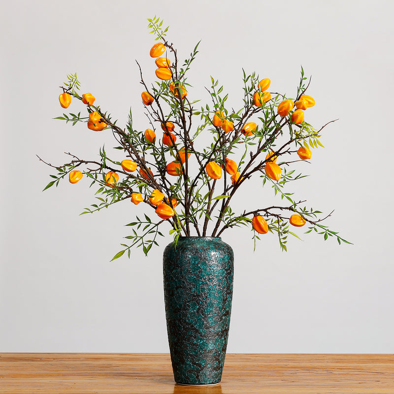 Artificial Starfruit Branch, Single Stem with Fruit and Leaves, Perfect for Home Decor and Floral Arrangements