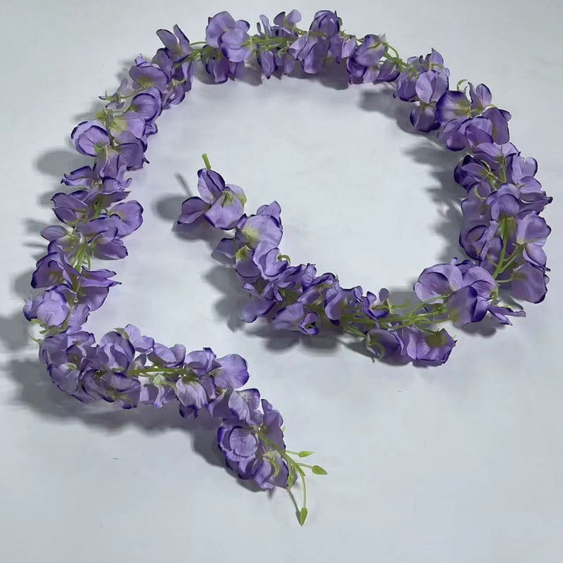 Wisteria Garland Vine, 59" Long with 168 Blooms, Silk-Like Fabric, Indoor/Outdoor Decor for Weddings, Homes, Events