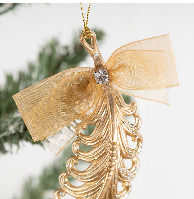 Bulk Christmas Ornaments Gold Leaf Cross Hexagon Glass Pendant Decoration Wholesale