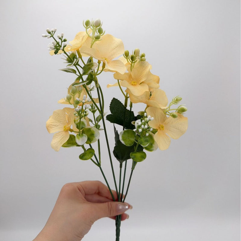 Hydrangea Bush with Pastel Blooms, Silk-Like Fabric, 14" Tall, Perfect for Home Decor, Weddings & Events