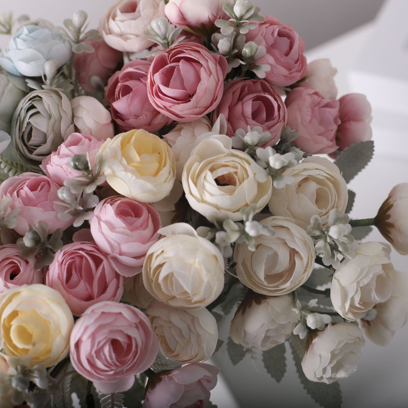 Venta al por mayor de arbustos de peonías de flores artificiales de 12 "a granel