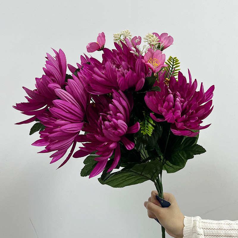 20" Artificial Chrysanthemum Bush, Realistic Silk-Like Faux Flowers for Home Decor, Weddings & Seasonal Displays