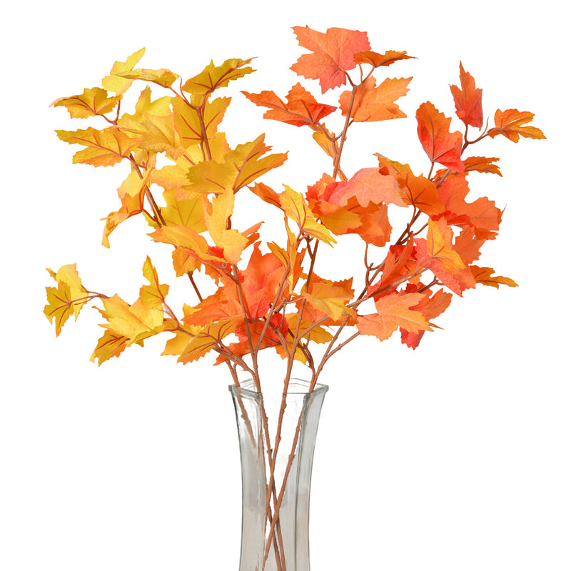 Single Stem Artificial Maple Leaf, 27.5" Faux Silk Fall Decor, Perfect for Weddings, Home, and Seasonal Displays